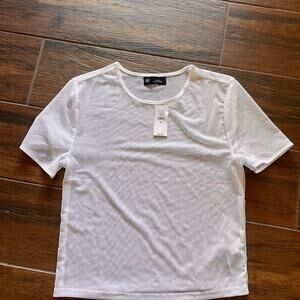 White gap mesh sheer crop tee